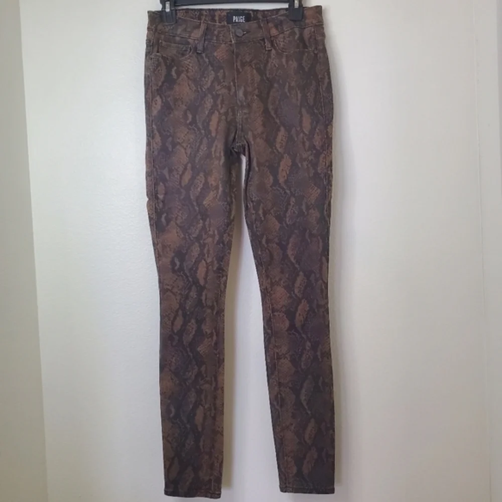 PAIGE Hoxton Ultra Skinny Snake Print Jeans in Coated Stretch‎ Denim